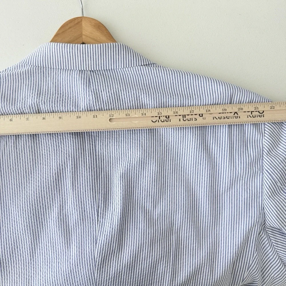 Saddlebred Seersucker Blazer Men 54R Blue White Striped Cotton Sport Coat Jacket
